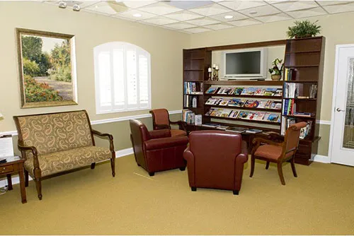 Waiting area with magazines and books