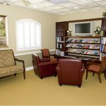 Waiting area with magazines and books