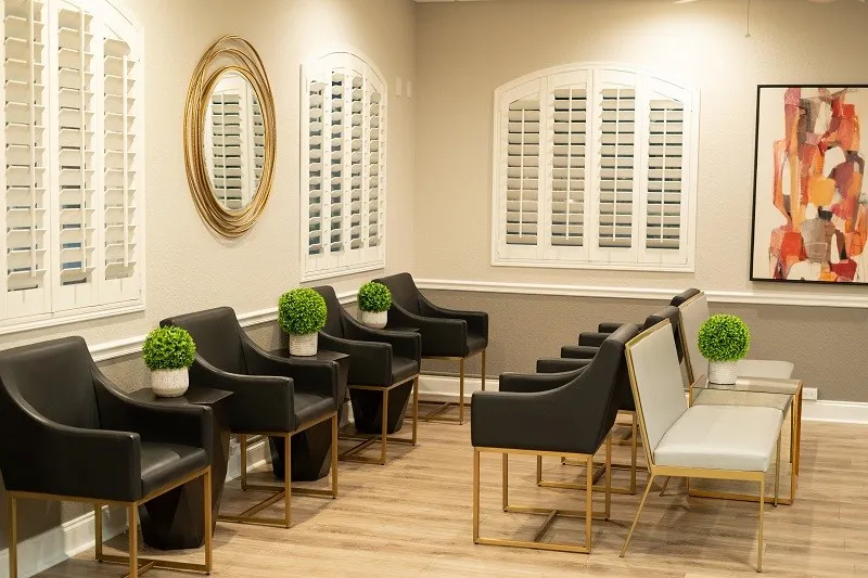 Lobby seating area side view