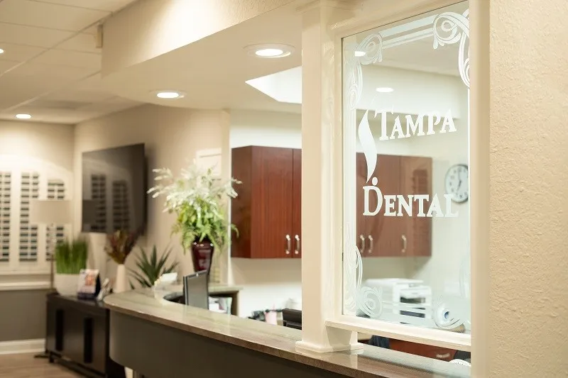 Side view of front desk